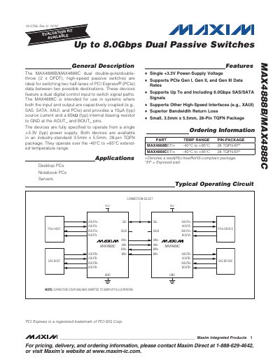 Maxim MAX4888B/MAX4888C Dual Passive Switch Datasheet - cover page