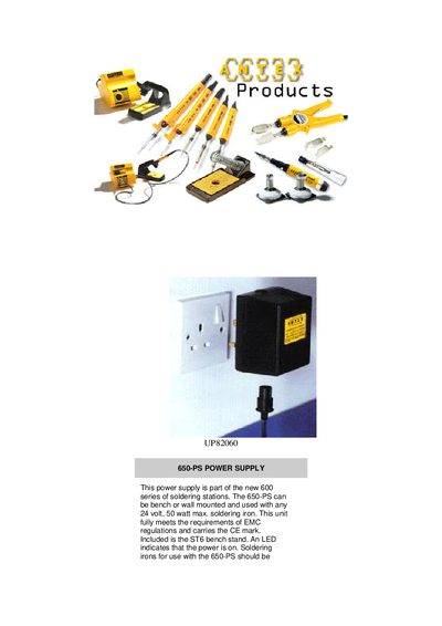 ANTEX UP82060 650-PS Power Supply Product Leaflet - cover page