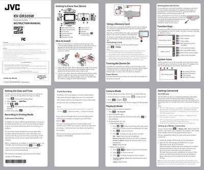 JVC KV-DR305W Dashboard Camera Instruction Manual - cover page