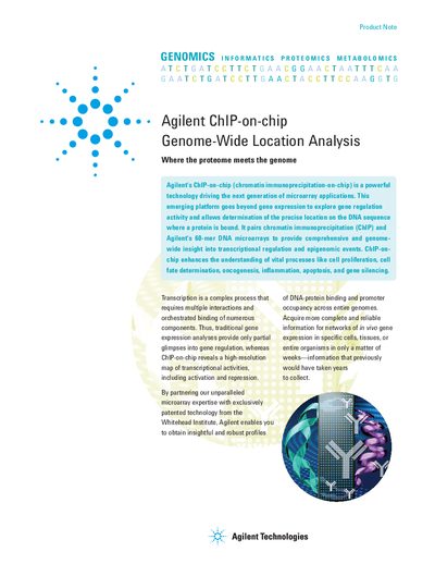 Agilent ChIP-on-chip Genome-Wide Location Analysis Brochure - cover page