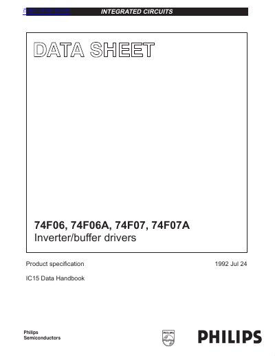 Philips 74F06/74F06A/74F07/74F07A Inverter/Buffer Drivers Datasheet