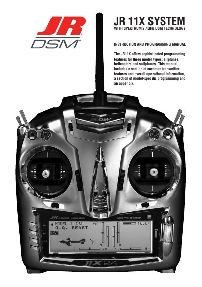 JR 11X Radio Transmitter Instruction and Programming Manual - cover page