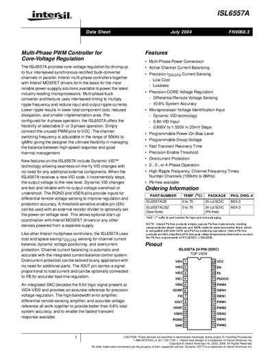 Intersil ISL6557A Datasheet - cover page