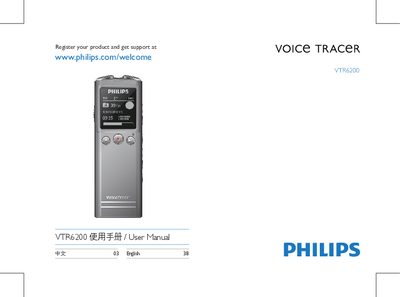 Philips VTR6200 Digital Voice Recorder User Manual - cover page