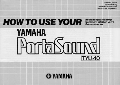 Yamaha PortaSound TYU-40 Owner's Manual - cover page