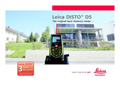 Leica D5 Laser Distance Meter User Manual - cover page