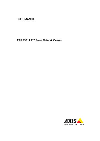 Axis P5512 PTZ Dome Network Camera User Manual - cover page