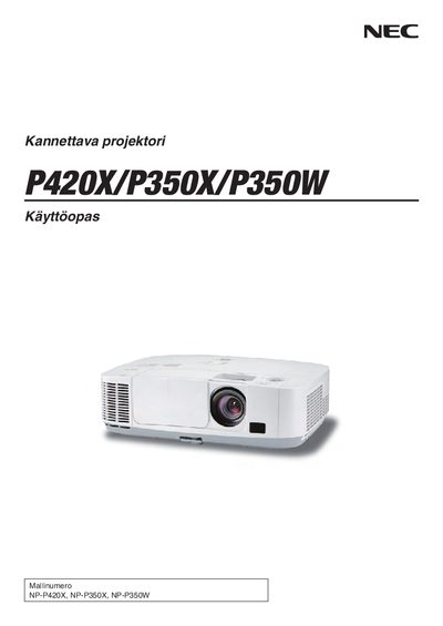 NEC P420X/P350X/P350W Projector User Manual - cover page