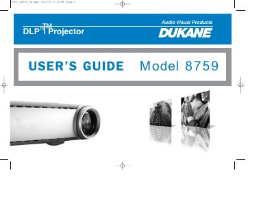 Dukane 8759 DLP Projector User's Guide - cover page