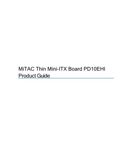 MiTAC PD10EHI Thin Mini-ITX Board Product Guide - cover page