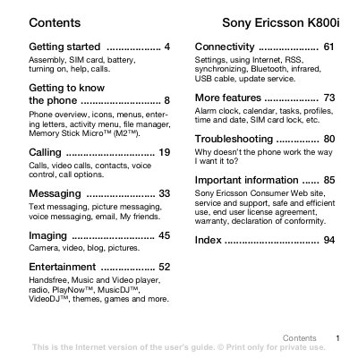 Sony Ericsson K800i User Manual - cover page
