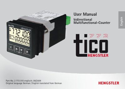 Hengstler 2 772 010 Multifunctional Counter User Manual - cover page