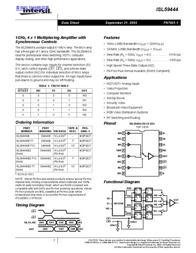Intersil ISL59444 Datasheet - cover page