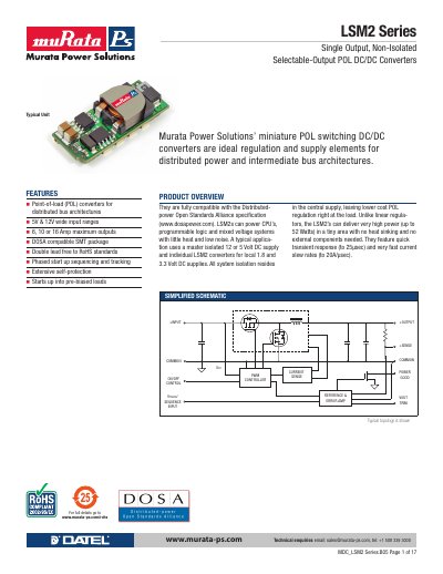 Murata LSM2 Series Single Output Non-Isolated POL DC/DC Converter Manual
