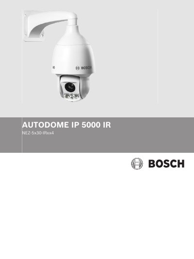 Bosch AUTODOME IP 5000 IR Installation Guide - cover page