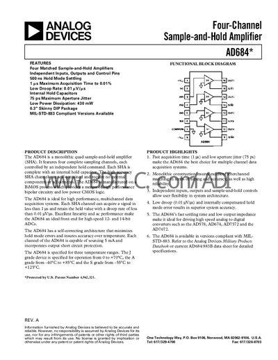 Analog Devices AD684 Datasheet - cover page