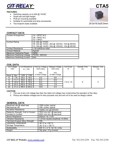 CIT RELAY CTA5 handbook(1) - cover page