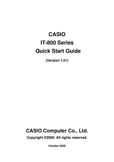 Casio IT-800 Handheld Terminal Quick Start Guide - cover page