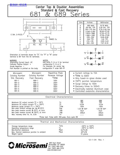 Microsemi 681/689 Series Datasheet - cover page