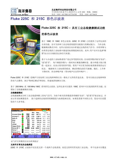 Fluke 225C and 215C Color Oscilloscope User Manual - cover page