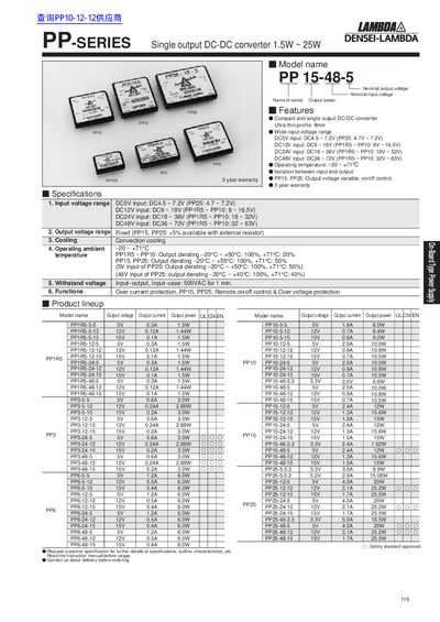 DENSEI-LAMBDA PP-SERIES Single Output DC-DC Converter Product Leaflet - cover page
