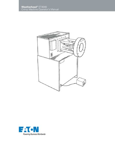 Weatherhead ET4040 Crimp Machine Operator’s Manual - cover page
