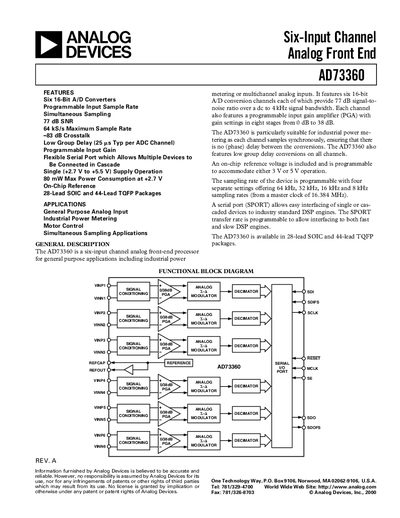 Analog Devices AD73360 Datasheet - cover page
