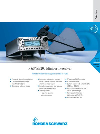 Rohde & Schwarz EB200 Miniport Receiver Data Sheet - cover page
