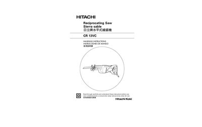 Hitachi CR13VC Reciprocating Saw Handling Instructions - cover page