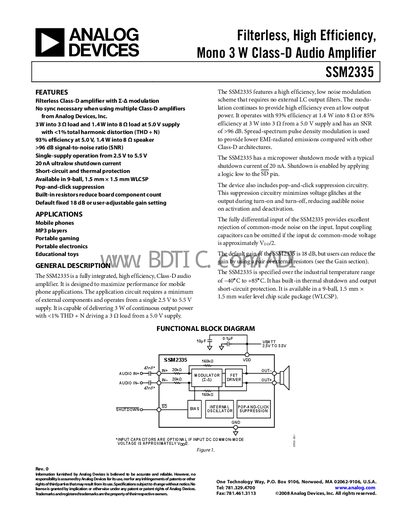 Analog Devices SSM2335 Datasheet - cover page