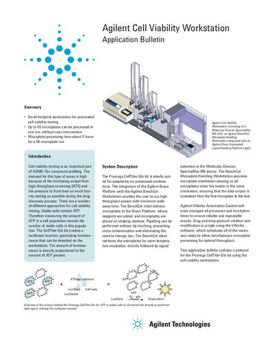 Agilent Cell Viability Workstation Application Note - cover page