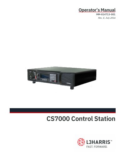 L3Harris CS7000 Control Station Operator's Manual - cover page