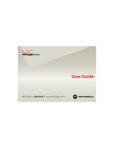 Motorola Devour with Motoblur User Guide - cover page