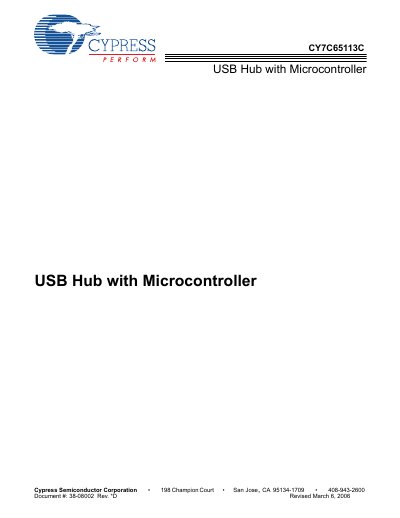 Cypress CY7C65113C USB Hub with Microcontroller User Manual