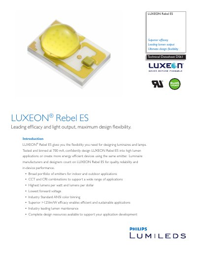 Philips LUXEON Rebel ES Datasheet - cover page