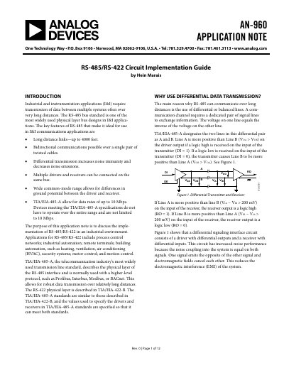 Analog Devices AN-960 Application Note - cover page