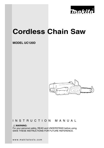 Makita UC120D Cordless Chain Saw Instruction Manual - cover page