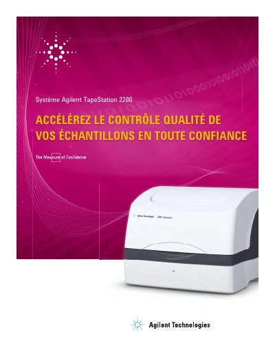 Agilent TapeStation 2200 System Product Brochure - cover page