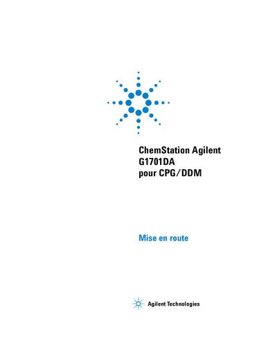 Agilent ChemStation G1701DA for CPG/DDM Quick Start Guide - cover page