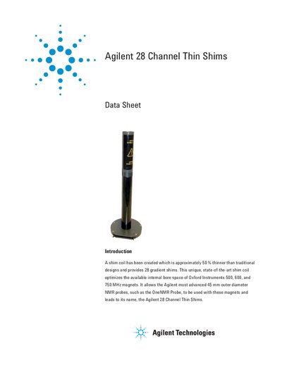 Agilent G8537A 28 Channel Thin Shims Datasheet - cover page