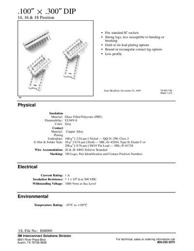 3M 100"x300 DIP Connector Datasheet - cover page