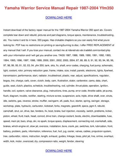 Yamaha Warrior 350 Service Manual - cover page
