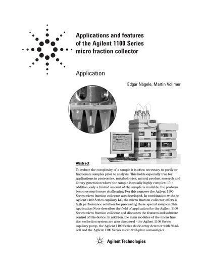 Agilent 1100 Series Micro Fraction Collector Application Note - cover page