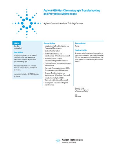 Agilent 6890 Troubleshooting Preventive Maintenance (H5309A) handbook - cover page