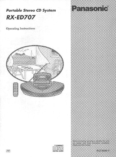 Panasonic RX-ED707 Portable Stereo CD System Operating Instructions - cover page