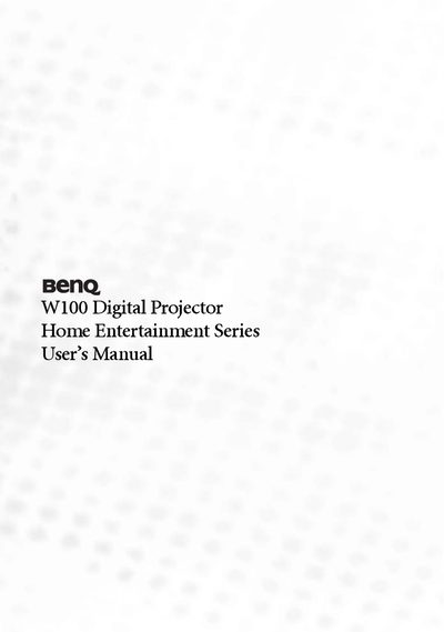 BenQ W100 Digital Projector User Manual - cover page
