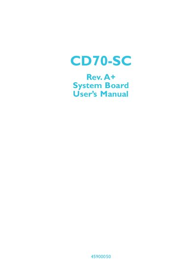 VIA CD70-SC Rev. A+ System Board User Manual - cover page