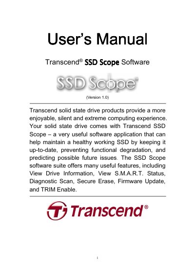 Transcend SSD Scope Software User Manual - cover page