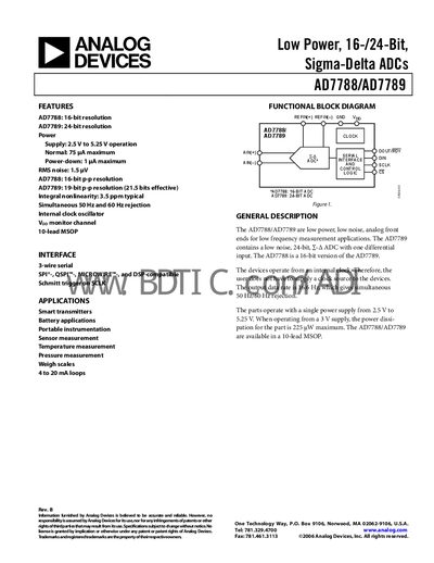 Analog Devices AD7788/AD7789 Datasheet - cover page