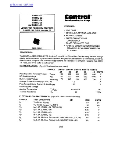 Central CMR1U-01 CMR1U-02 CMR1U-04 CMR1U-06 CMR1U-10 handbook - cover page